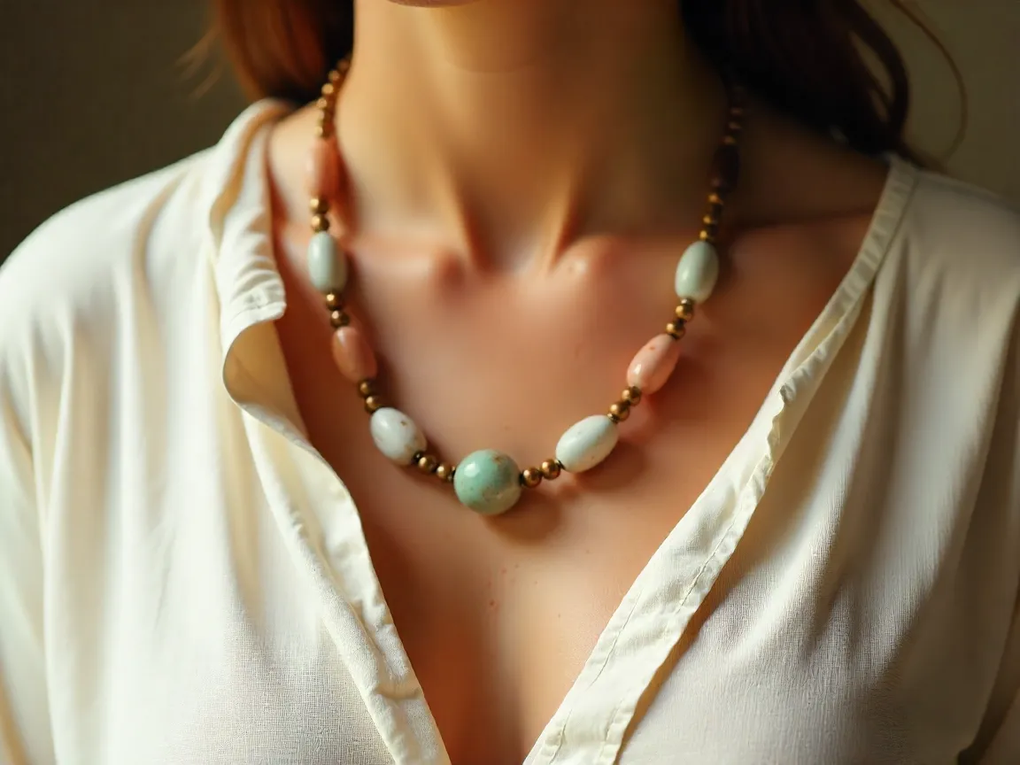 Handcrafted statement necklace with natural stones